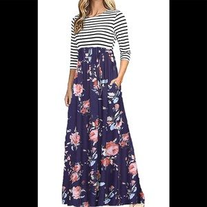 3/4 Sleeve floral maxi dress